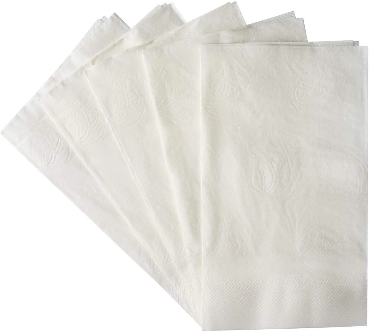 White Dinner Napkins, 1 Ply 3000/Cs 5" x 17", 1/8 Fold