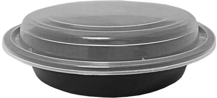 24 Oz, 7" Round Black Microwavable Container Combo, 150/Cs