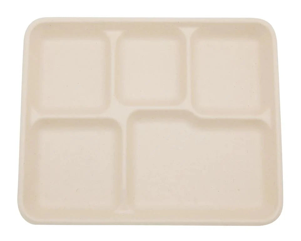 Ecodine Containers 5-Compartment Sugarcane Bagasse Plate 300/Case – EcoDine Containers Inc.