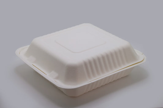 9" x 9" Bagasse Hinged Container 200/cs