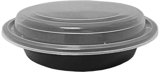 24 Oz, 7" Round Black Microwavable Container Combo, 150/Cs